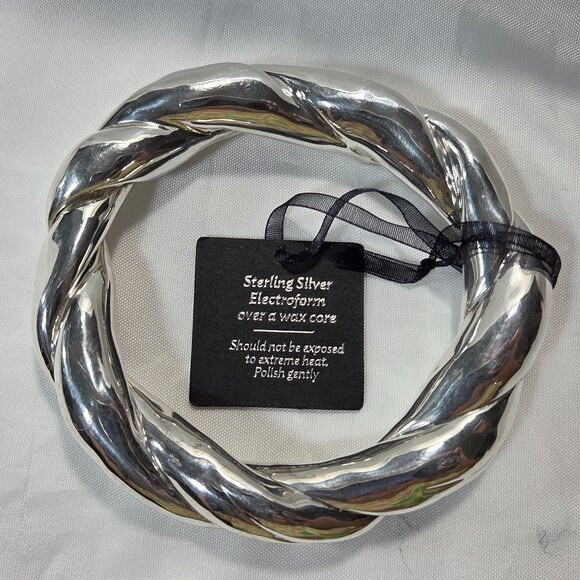 E&L Sterling Silver Electroform Statement Twisted Bangle Bracelet Israel - Picture 2 of 5